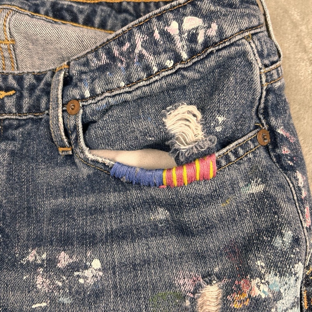 Polo Ralph Lauren Astor Slim Boyfriend Jeans Paint Splatter Distressed Jeans 27 - Picture 15 of 16